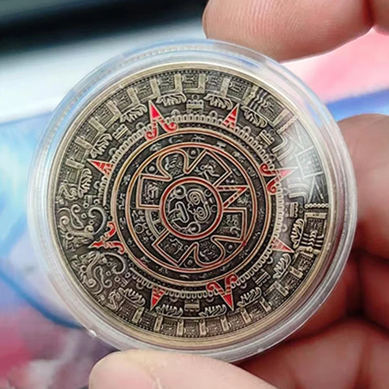 MaYa Azteekse kalender kunst profetie cultuur uitdaging munt geluk perfect voor het omdraaien van beslissing maken stil fidget speelgoed volwassenen kinderen