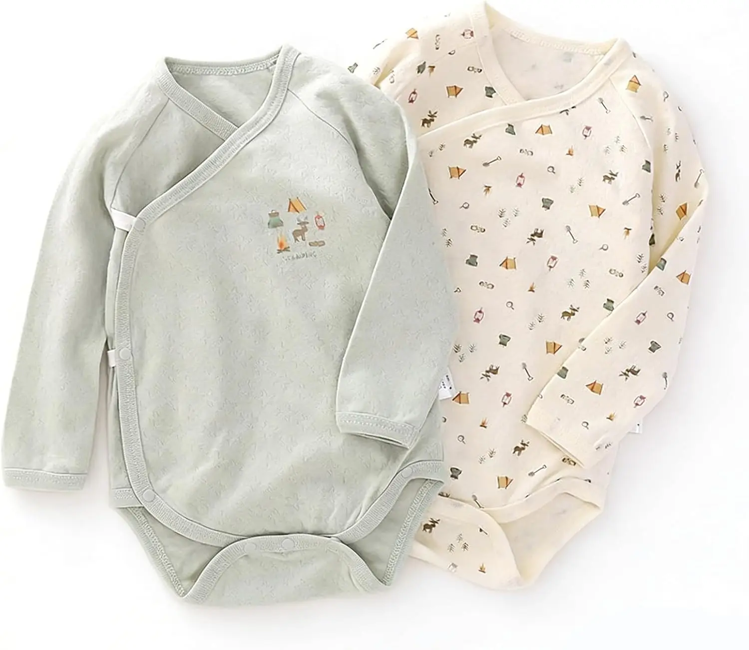 100% Organic Cotton 3-18 Months Kimono Side Snap Newborn Baby Bodysuit Boys Girls Unisex Long Sleeve