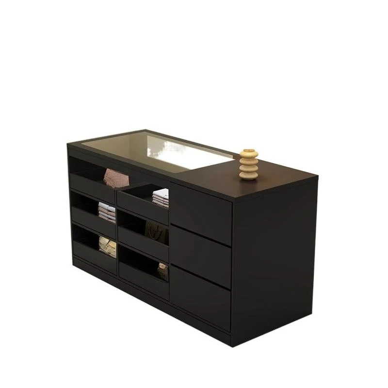 Flowing table, jewelry store, ornament display table, women's clothing store, drawer cash register, island table, with glass