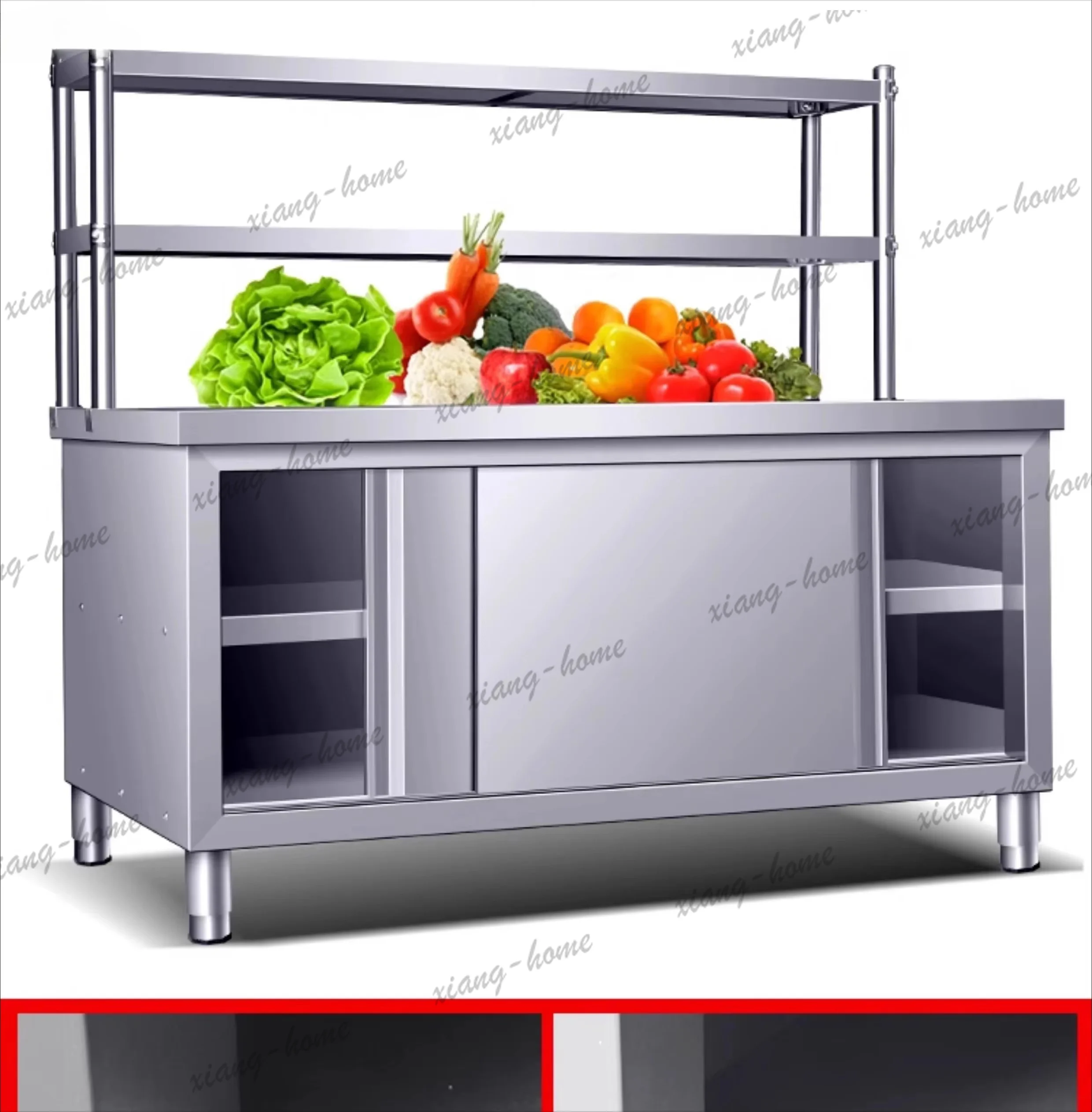 PG  Stainless Steel Workbench Kitchen Countertop Storage Cabinet Cutting Board Organizer