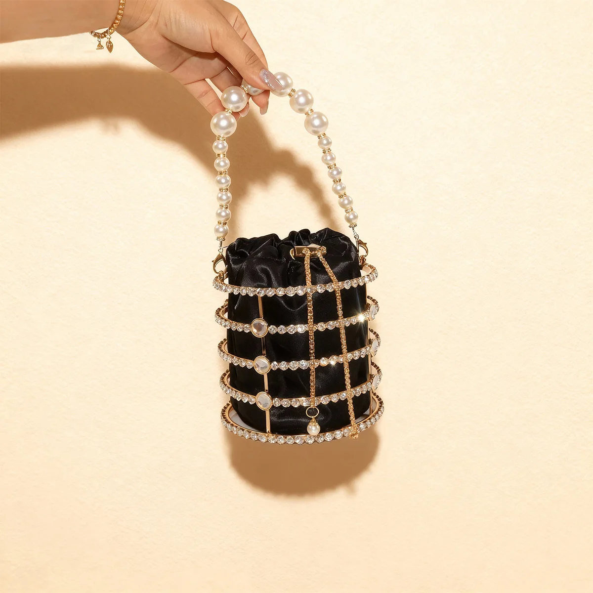 

JIOMAY, новинка 2025, женская черная вечерняя сумка, сверкающий кошелек со стразами, съемный кошелек из бисера, сумка для свадебной вечеринки