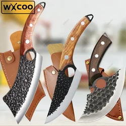 Forged Kitchen Chef Knives High Carbon Steel Meat Boning Cleaver Cheese Knife Professional Butcher Fish Fruit Knife with Cover