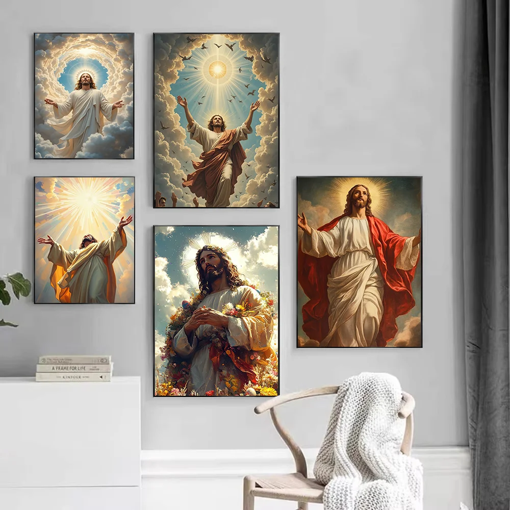 Jesus Christ religious wall painting Christian faith inspirational spiritual prints suitable for home church study decoration