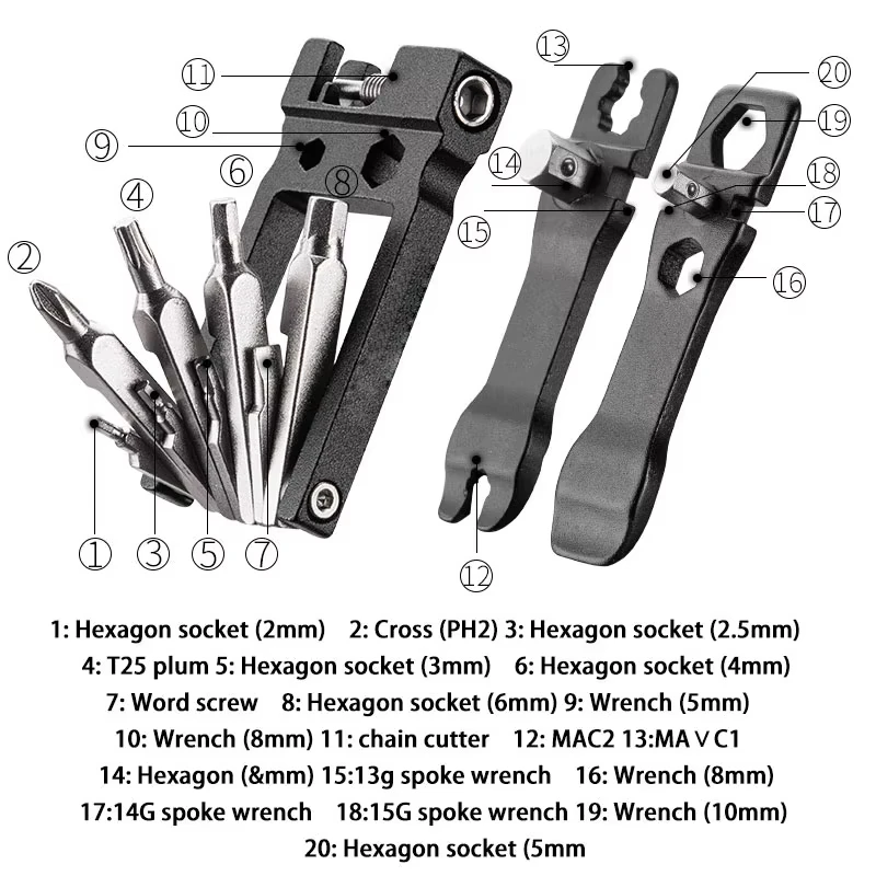 OFFBONDAGE Mountain Bicycle Tools Sets Bike Bicycle Repair Tools Kit Hex Spoke Wrench Mountain Cycle Screwdriver Tool 16 In 1 view 5