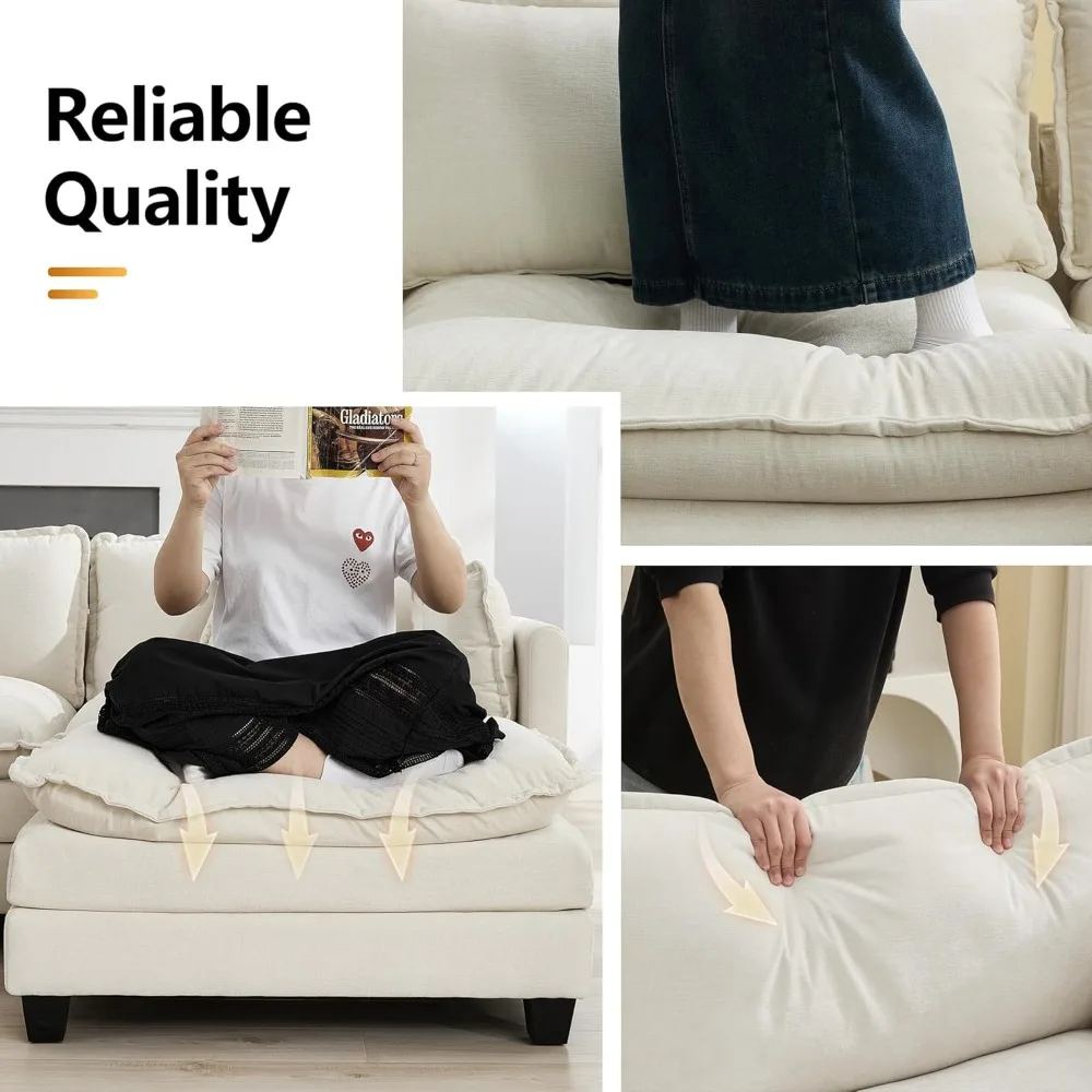 

35‘’ Modern Chenille Cloud Sofa Ottoman,Rectangle Ottoman for Modular Sectional Sofa, Beige, Customized