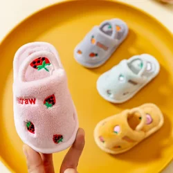 Girl warm slippers cute autumn winter bow heat thick plush slip solid leisure shoes soft bedroom floor flat slides