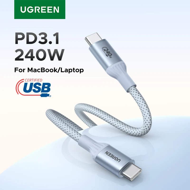 UGREEN PD3.1 240W USB-C to USB-C Cable Soft USB-IF Certified Fast Charging for Laptop MacBook iPhone 17 Samsung S25 Type-C Cord
