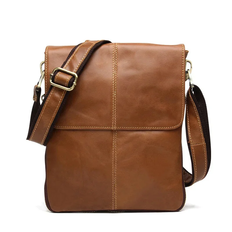 

Genuine s Male Cowhide Flap Casual Shoulder Crossbody bag Handbags Messenger Small Men Leather Bag 8613