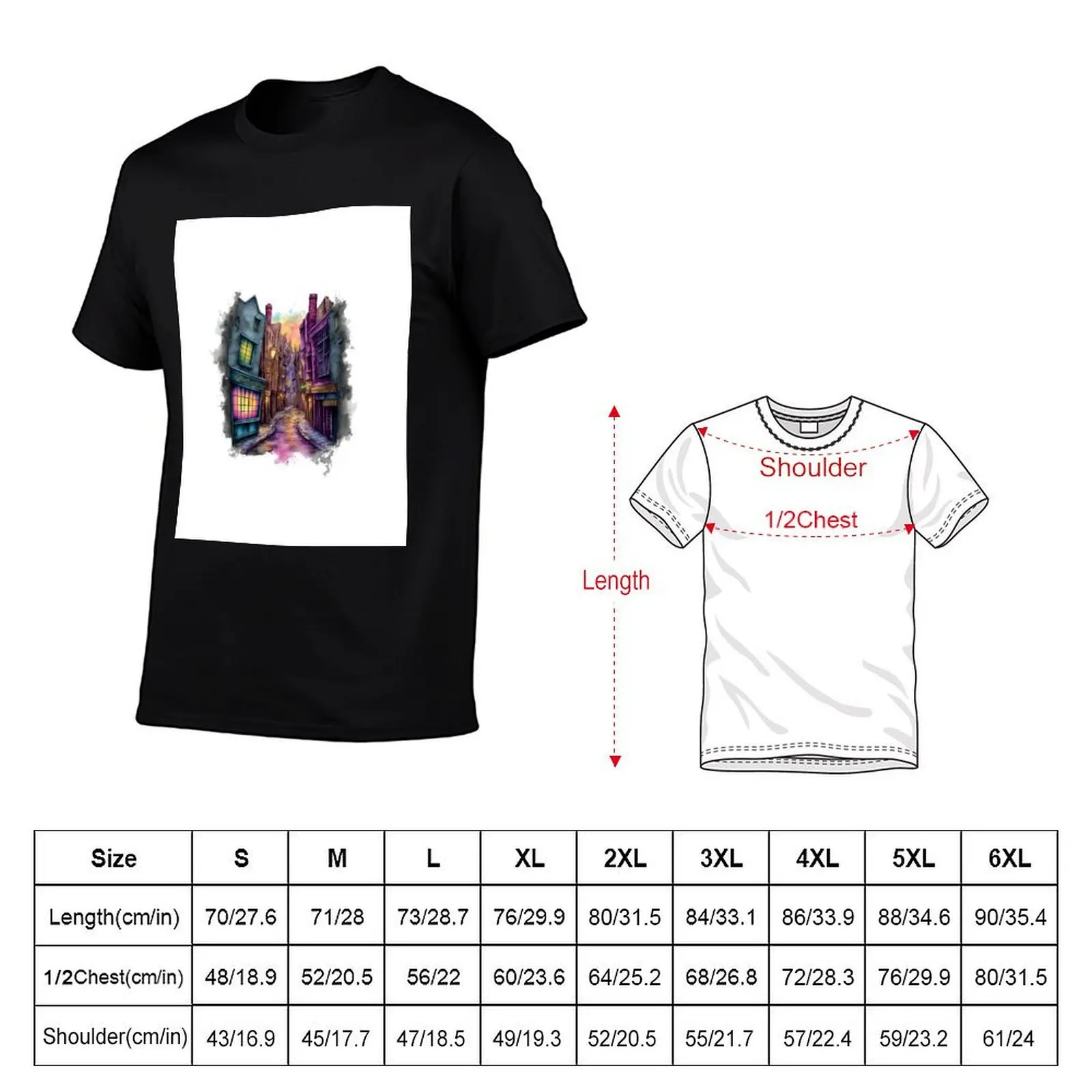 The Alley II - Watercolor Art - Fantasy - Harry T-Shirt Lightweight Casual Summer T-Shirt