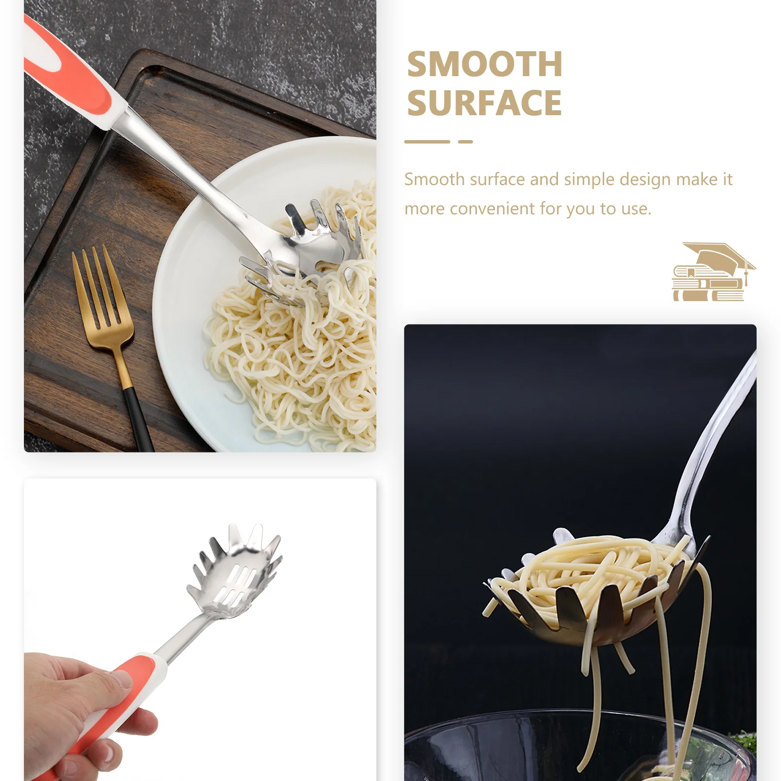 

Stainless Steel Pasta Filter Spoon Kitchen Tool for Noodle Spaghetti Draining Serving Long s Vegetables Fruits Easy