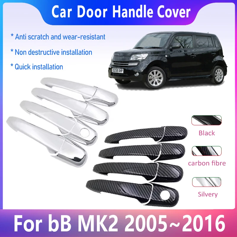 

Chrome Carbon Fiber Exterior Door Handle Cover For Toyota bB MK2 2005~2016 Subaru Dex Daihatsu Materia Handles Case Accessories