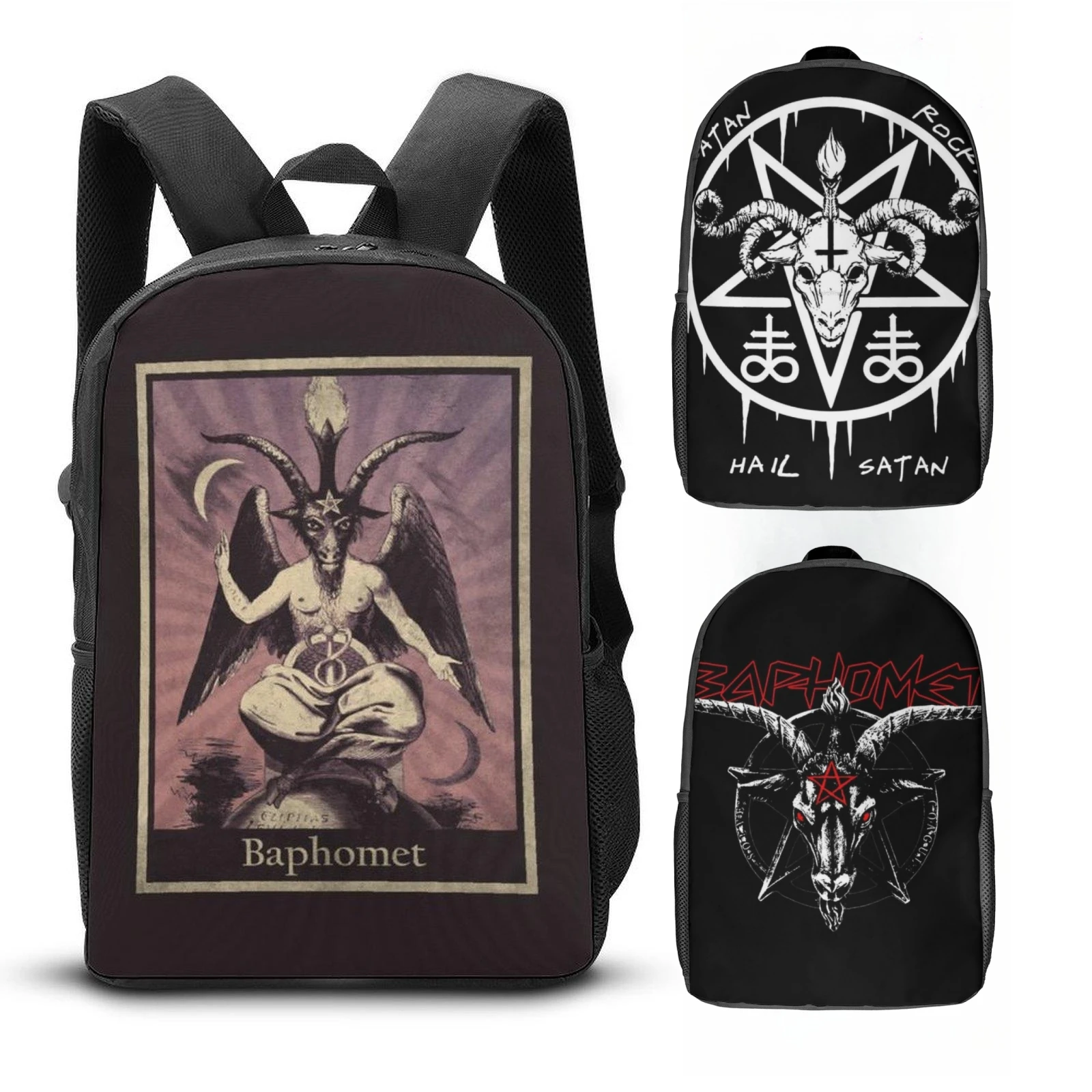 Baphomet Backpack Witchcraft Illuminati Occult Goat Teenager Large Capacity Daypack High School Bags for Men Bookbag Backpacks