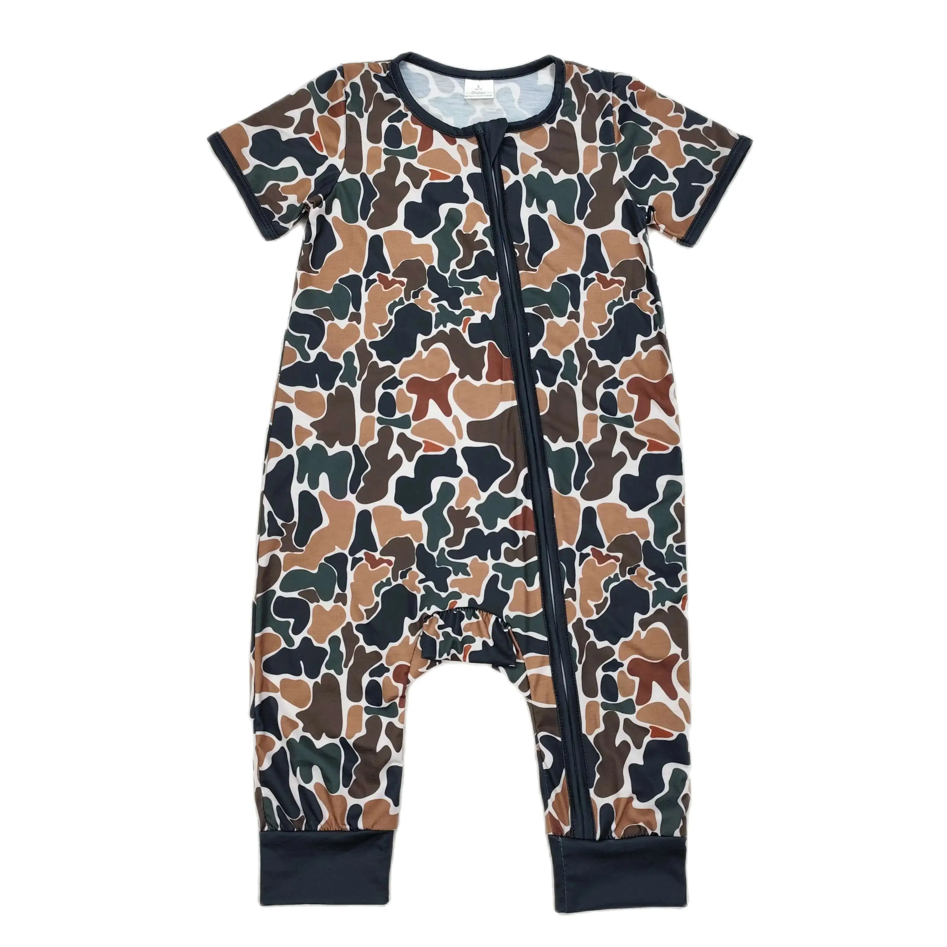 

Wholesale Baby Boy Camo Brown Romper Toddler Newborn Summer Short Sleeves Infant Kids Children Zipper One Piece Western Clothing