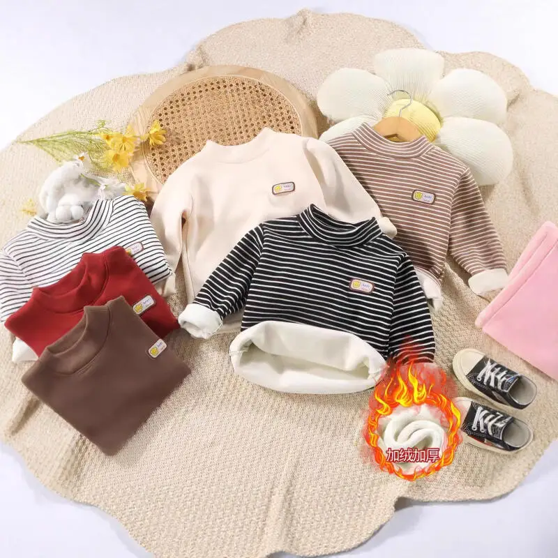 

Kids Turtleneck Sweater Boys Girls Striped Long Sleeve Jumper Winter Warm Knitwear Casual Top Autumn Clothes 1-8 Years Pullover