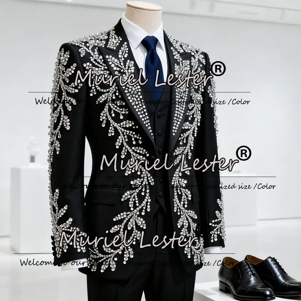 البدلات الرسمية الزفاف الفاخرة الراين مطرز الرجال الدعاوى سليم صالح trajes الفقرة hombre 3 قطع مجموعات العريس الحلل وتتسابق مخصصة