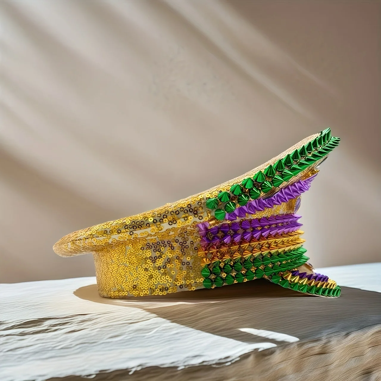 ホンルアン イエローレーザーレザーループキャプテンハット ラインストーン＆ミリタリーキャップ 女性用、レイブフェスティバルアクセサリー＆パーティーキャップ男性用