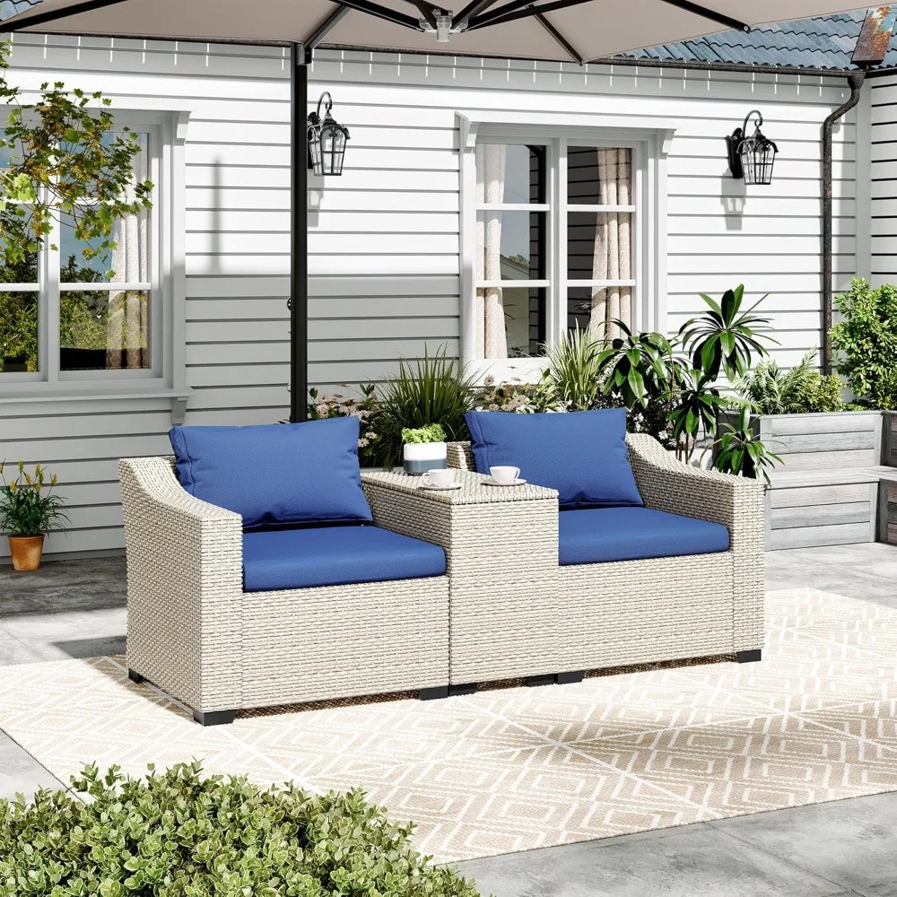 

Courtyard conversation set rattan outdoor combination furniture sofa set willow sofa with coffee table and swimming pool cushion