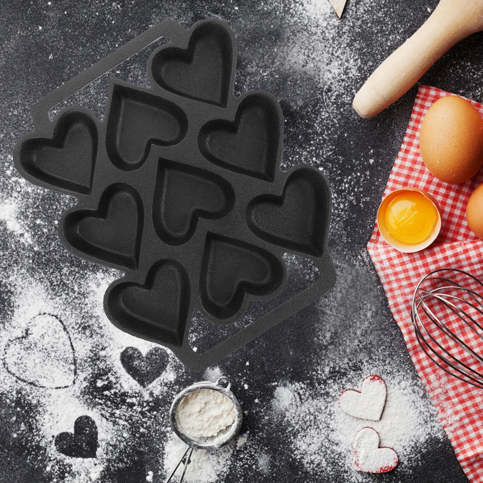 

Heart Shaped 9 Holes Iron Pan Diy Heart Shaped Cake Mold Cake Mold Baking Tools Kitchen Accessories Premium Material Oven Safe
