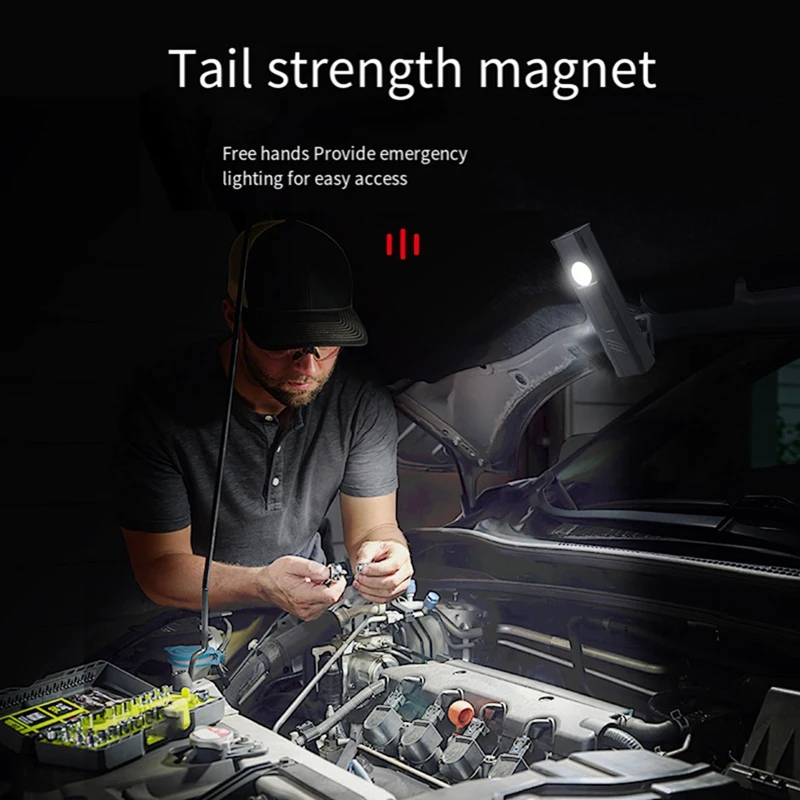 Hand-Held Maintenance Lamp, Infrared Indicator, Strong Flashlight, Magnetic Hook Auto Repair Tool Lamp
