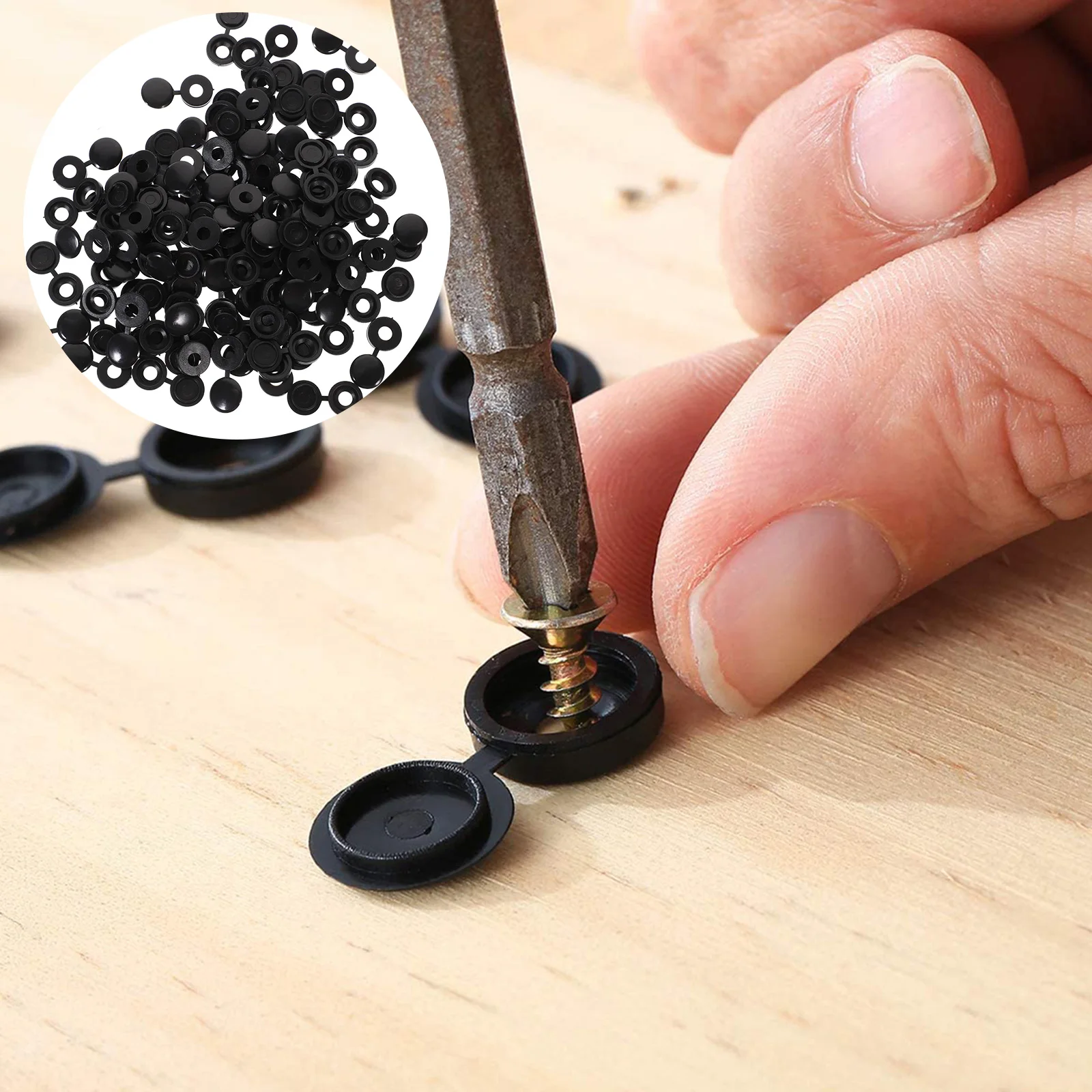 

100pcs Caps Covers Hinged Screw Cover For Furniture Black Washer Tops Decorative Screw Hole Caps Outdoor Uv Resistant
