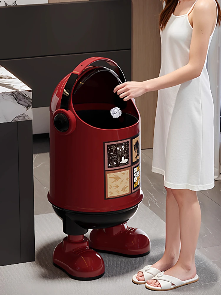 Retro Waste Bins Home Living Room Bathroom Toilet Large-capacity Paper Basket Bedroom Double Barrel Home Cleaning Organizer