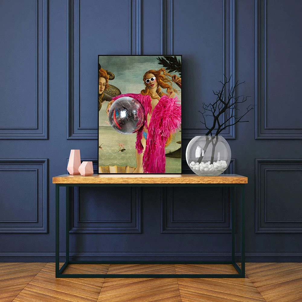 Disco Venus Botticelli\'s Venus Poster Altered Art Colorful Minimalist Wall Art Eclectic Fun Print Modern Living Room Home Decor