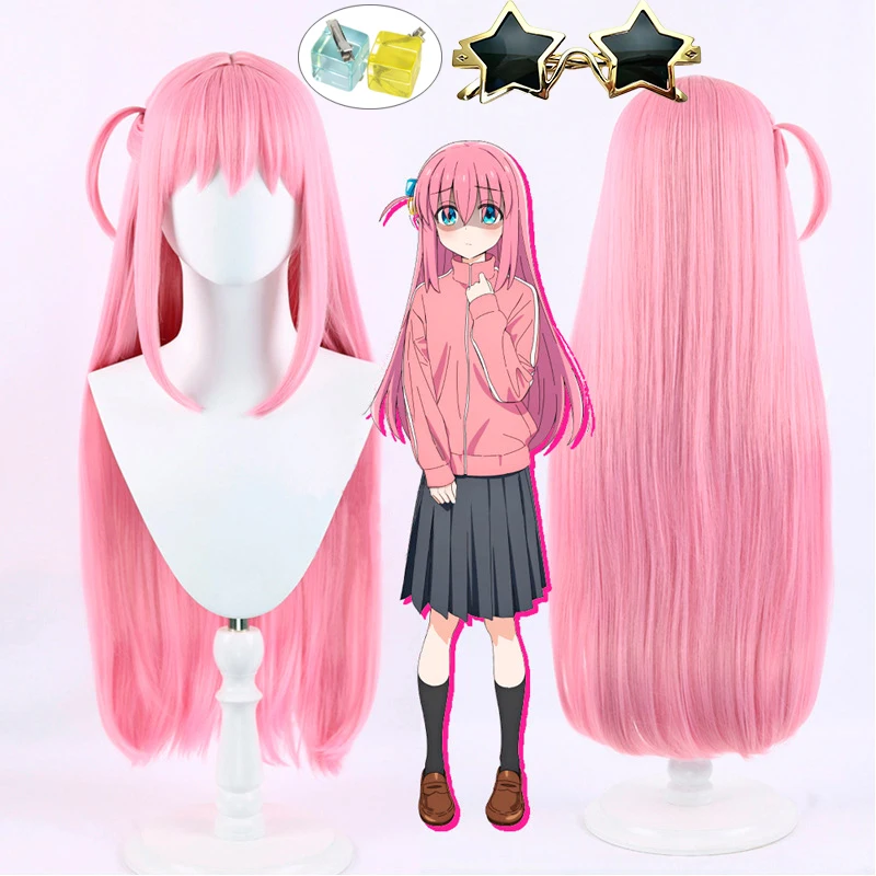 

Gotou Hitori Cosplay Wig Bocchi The Rock Gotou Hitori Cosplay Pink Straight Hair with Hairpins Anime Halloween + free wig cap