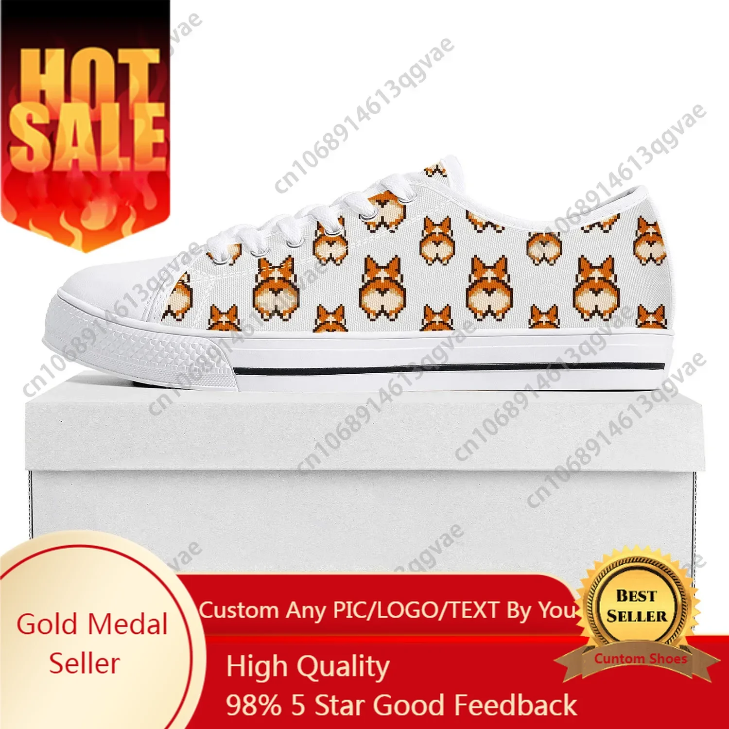 

Corgi Butt Cute Cartoon Low Top High Quality Sneakers Mens Womens Teenager Canvas Sneaker Prode Casual Couple Shoes Custom Shoe