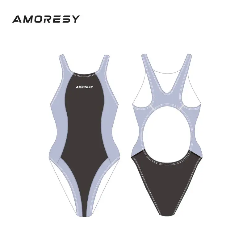 AMORESY-Maillot de bain noir et blanc brillant Aphrodite, coupe slim, sexy, pour les vacances de printemps, surf, compétition