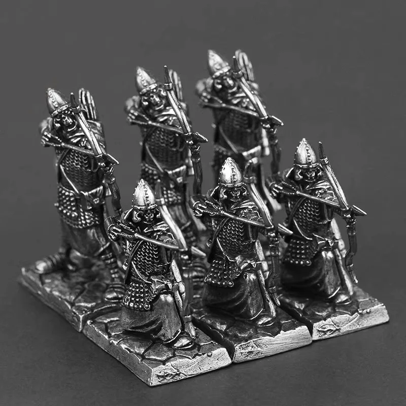 Metal Cupronickel Roman Soldier Figure Medieval Military Archer Model Sandbox Toys Desk Decoration Collection Car Interior Decor