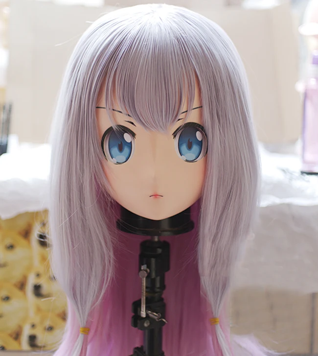 (KM111) Handmade Female Resin Crossdress Pretty Girl 3/4 Head Lolita Doll Mask Japanese Anime Cosplay Kigurumi Mask Crossdresser