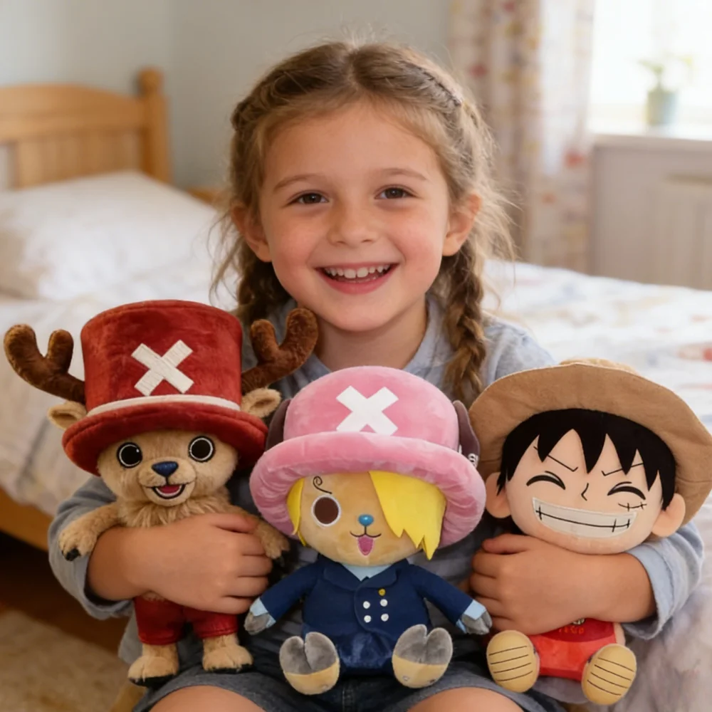 Juguetes de Peluche de Anime Japonés One Piece, Figuras de Dibujos Animados de Luffy, Chopper, Ace, Roronoa Zoro, Muñecos de Peluche Lindos, Regalos de Cumpleaños y Navidad para Niños