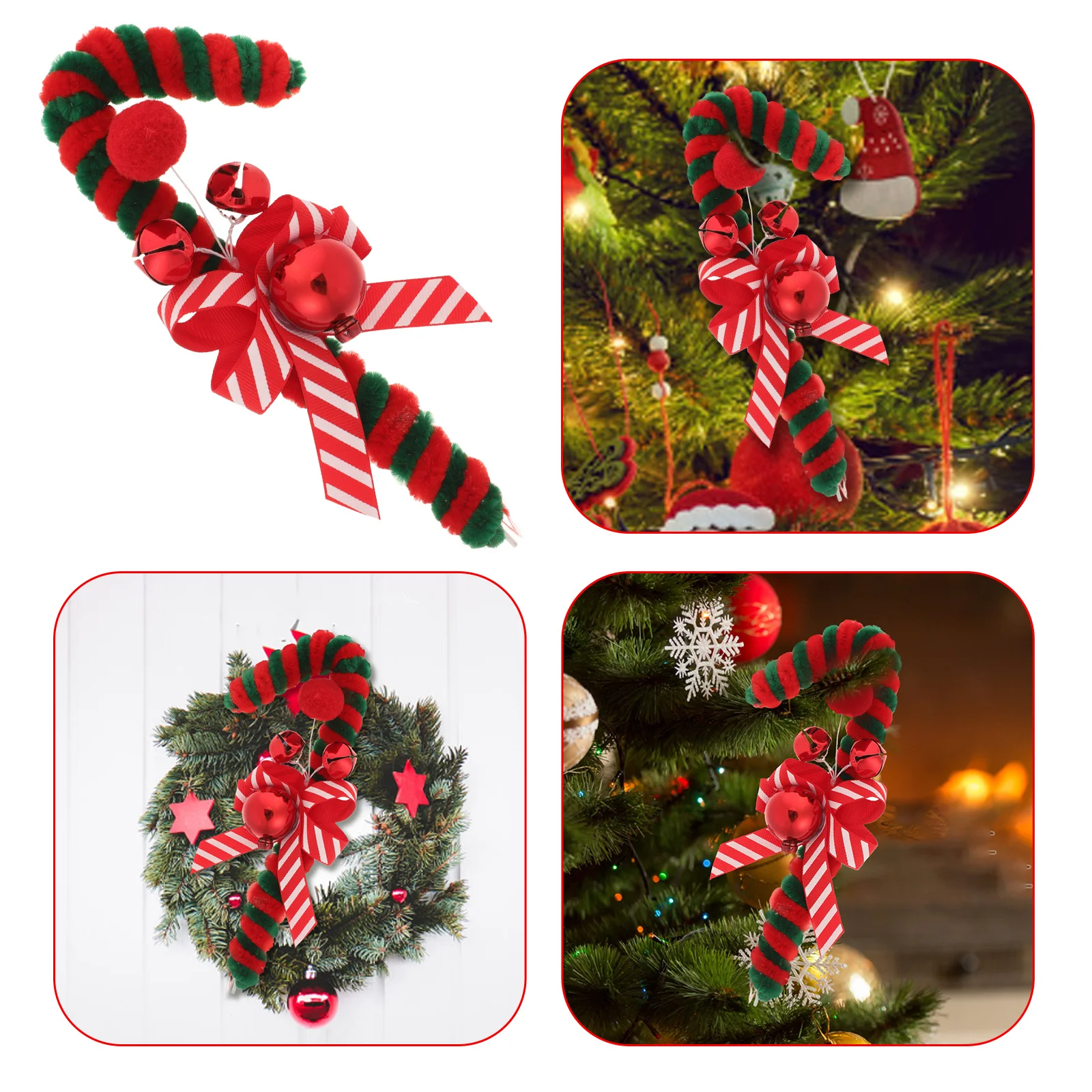 

Festival Candy Cane Christmas Tree Hanging Ornament Multi-Functional Christmas Crutch Decor Xmas Tree Decoration Festival