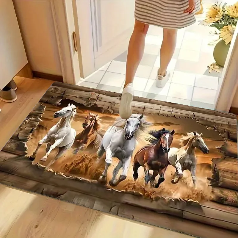 1pc Galloping Horse Suitable for Holiday Decorations - Non-Slip Soft with Thickened PVC Base, Easy Clean Mat Suitable for Bedr