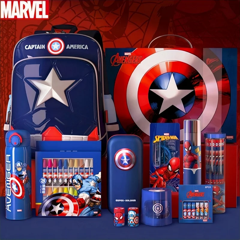 Marvel Spider-man Captain America Princess Elsa Cartoon Stationery Gift Box Creative Children's School Supplies Birthday Gift