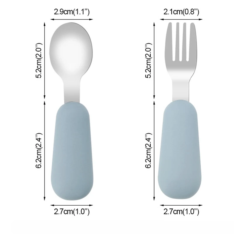 Easy Grip Toddler Utensils Spoon & Fork Set BPAFree Utensil Set Kids Silverware with Silicone Handle Baby Led Weaning