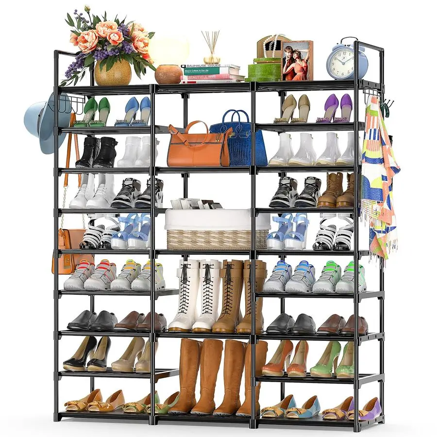 

9Tier Metal Shoe Rack Organizer for 5055 Pairs Space Saving Shoe Storage Shelf for Entryway, Closet, Bedroom, Hallway
