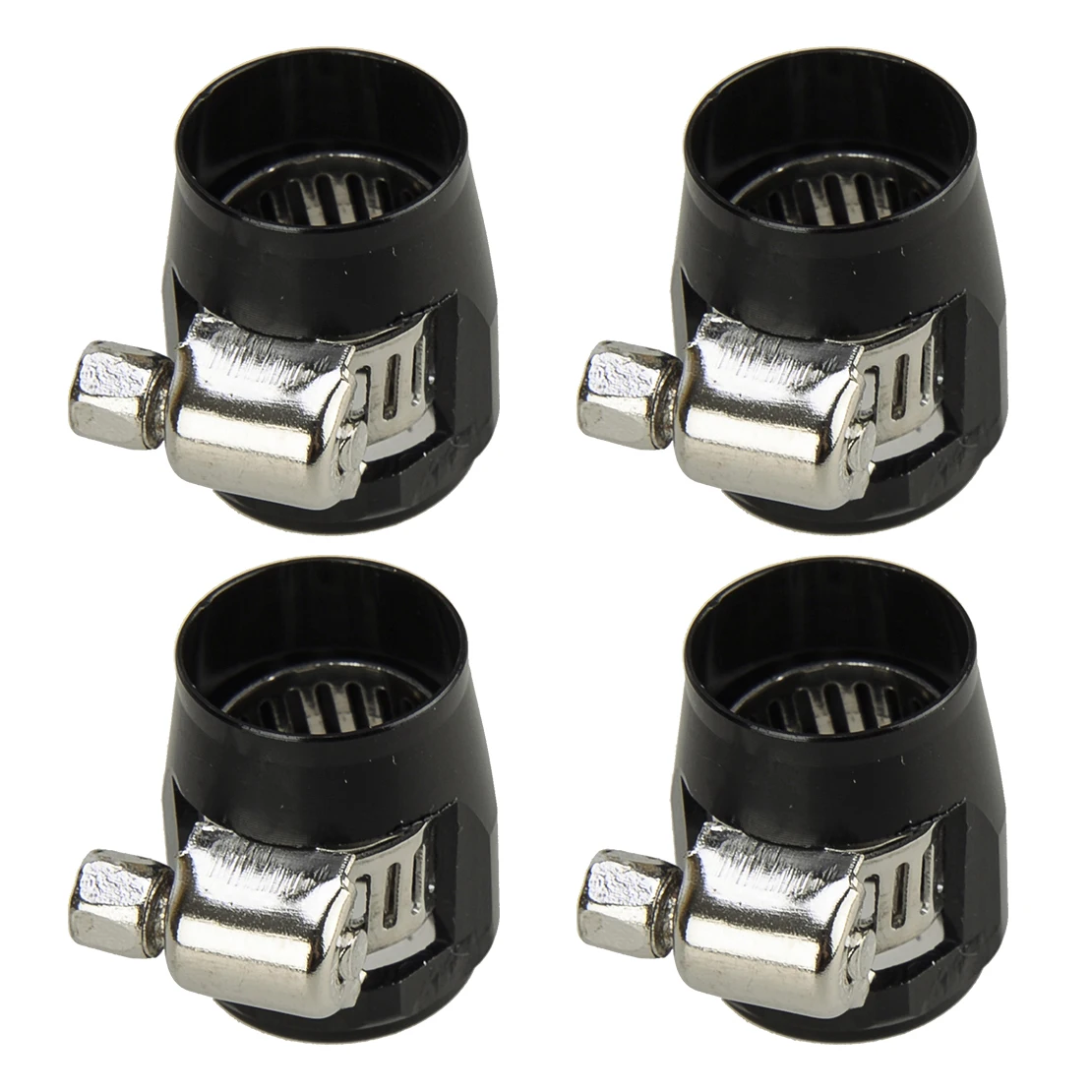 4Pcs Black Aluminum Alloy 6AN Hex Water Hose Fitting End Finishers Clamp Fit for Fuel Oil Coolant