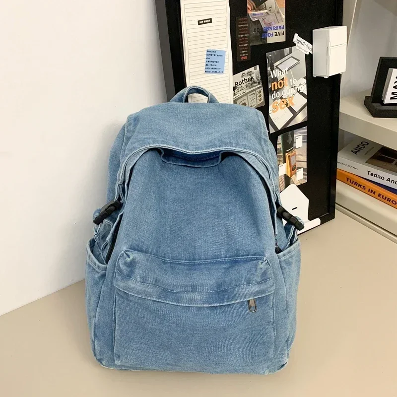 Sacs à dos en denim avec fermeture éclair pour femmes, cartables simples, grande capacité, décontracté, polyvalent, solide, haute qualité, offre spéciale, 2024