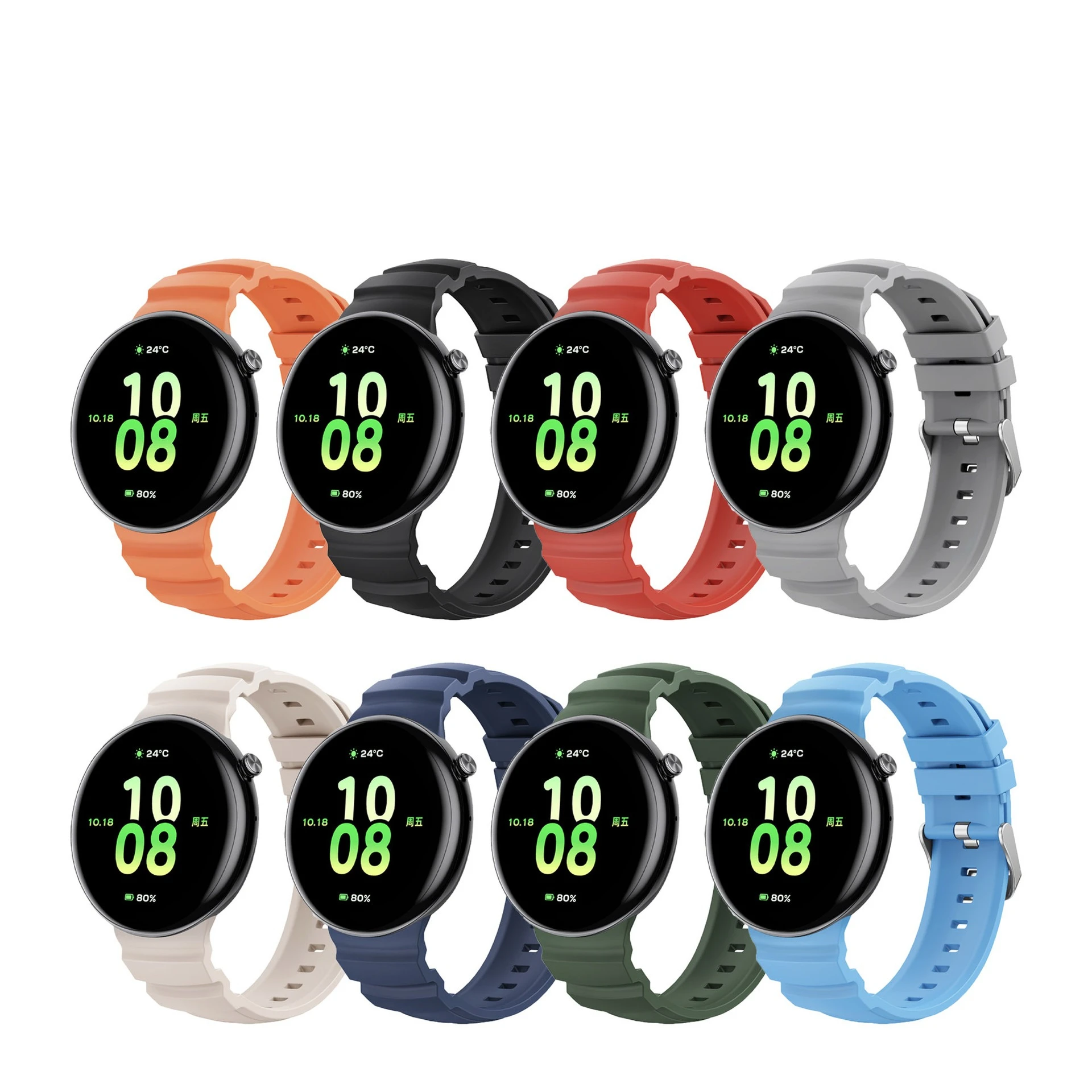 بدلة أنيقة بحزام سيليكون أحادي اللون لساعة Honor تناسب حزام سيليكون أحادي اللون مقاوم للماء