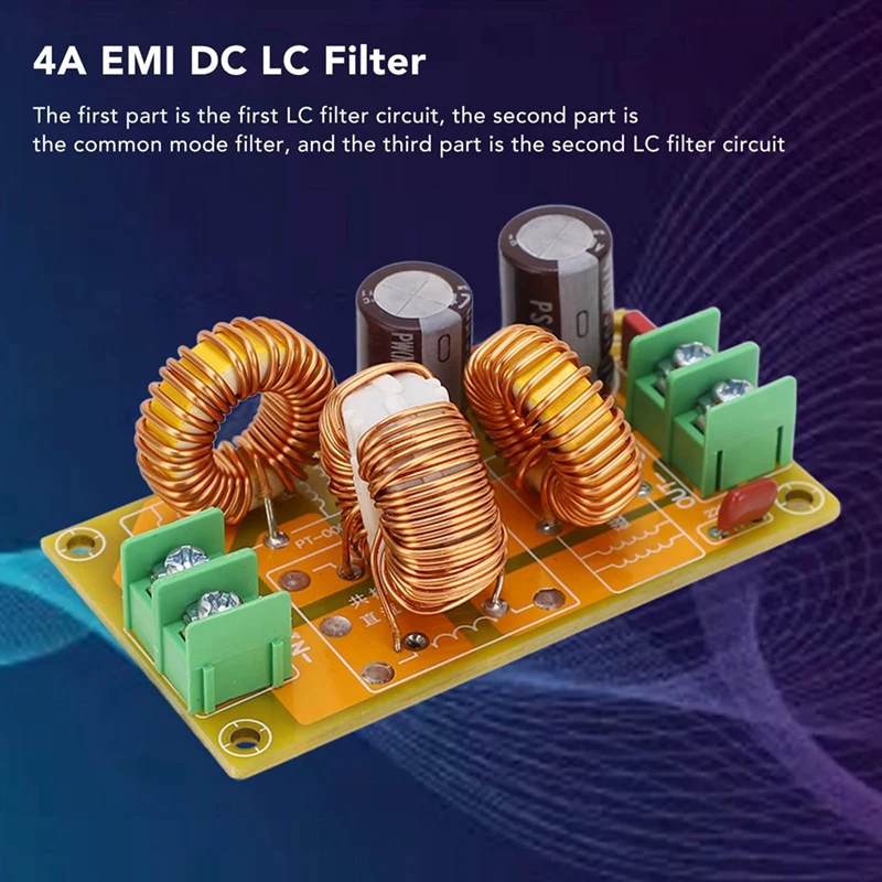 4A DC LC Filter FCC Car Audio High Frequency Filtering Low Pass Passive EMI Electromagnetic Interference Filter Easy Install