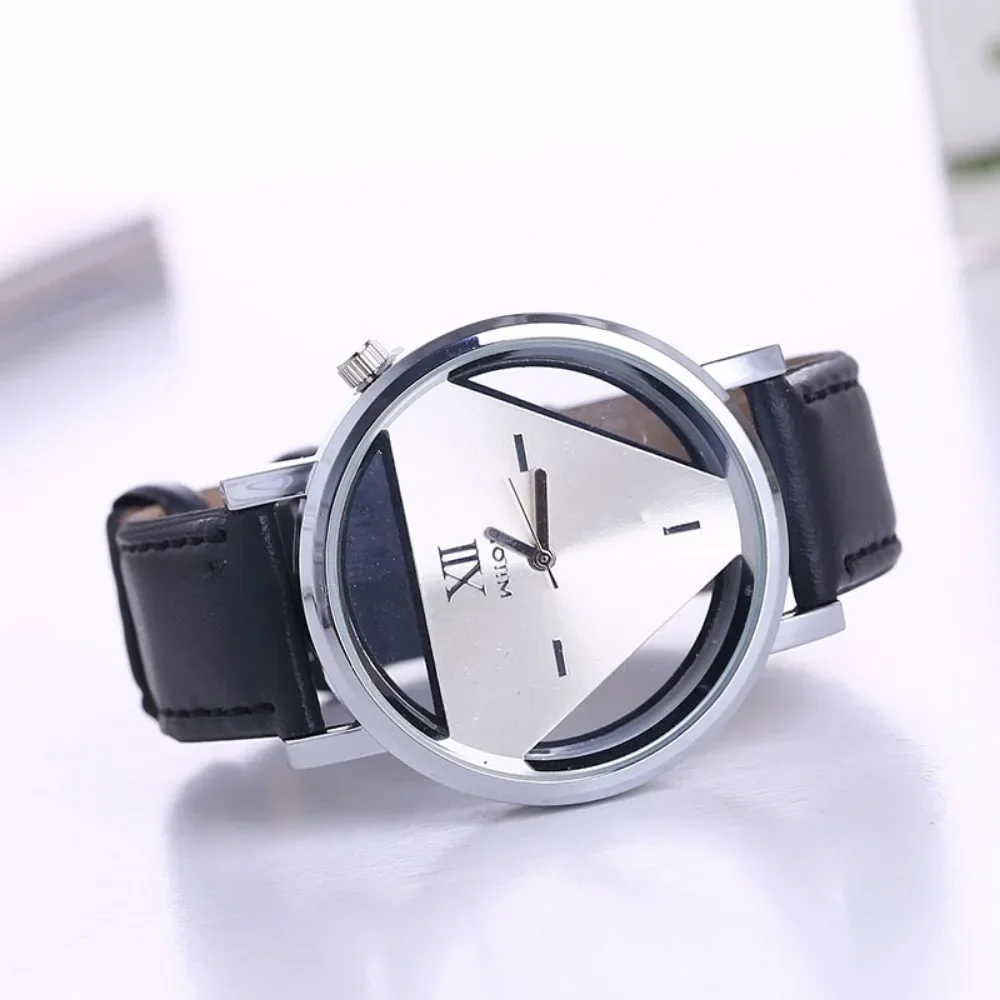 Simple Casual INS Watch for Women Personalized Double-sided Hollow Trendy Triangle Quartz Wristwatches Female Clocks Gifts reloj