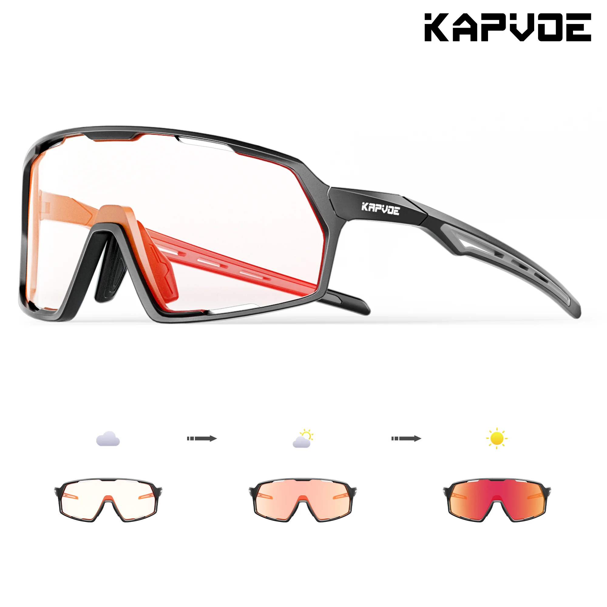 Kapvoe fotochromowe okulary przeciwsłoneczne męskie MTB okulary wspinaczkowe Outdoor Sports rower okulary rowerowe damskie gogle do jazdy na rowerze UV400