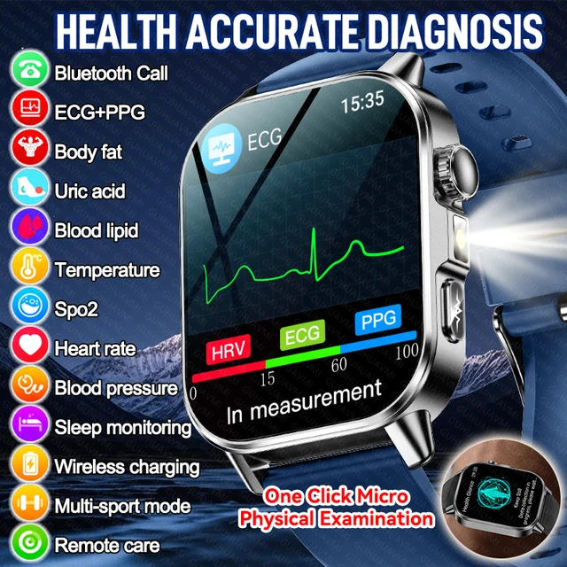 Accurate Health Diagnosis ECG Smart Watch Blood Pressure Blood Oxygen Blood Fat Uric Acid Temp Bluetooth call Smartwatch 1