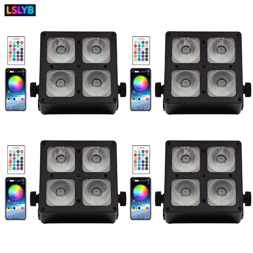 

4Pcs / Rechargeable Stage Light 4x 18w RGBWA UV 6in1 Led Battery Par Light With remote control, 2.4G wireless DMX, APP control