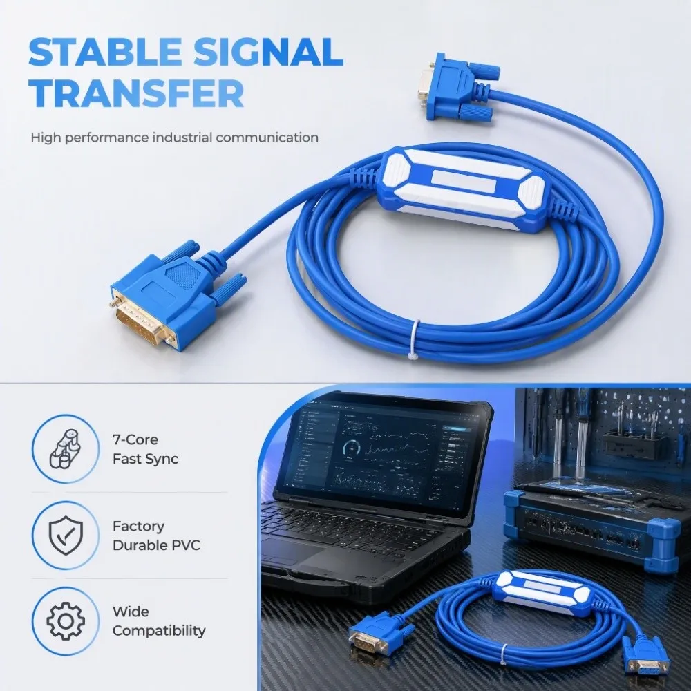 PVC Insulated Programming Cable Blue Color 7 Core PLC Programming Cable Data Download USB Interface Communication Data Cable