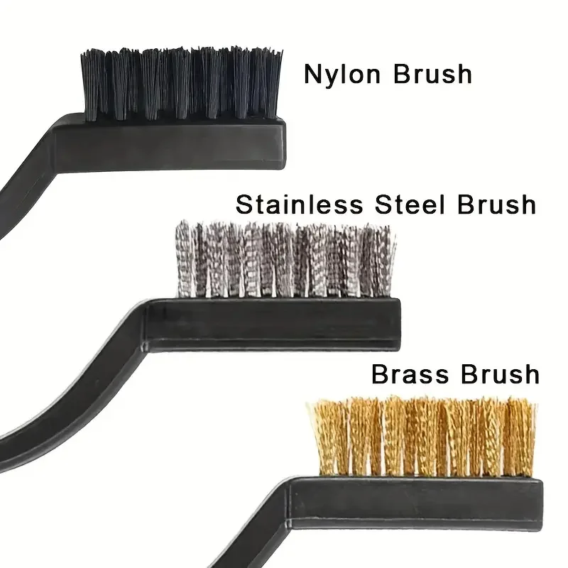 15pcs Wire Brush Set (Stainless Steel+Brass+Nylon) Curved Handle Brush Set For Cleaning, Welding Slag & Rust Removal image 3