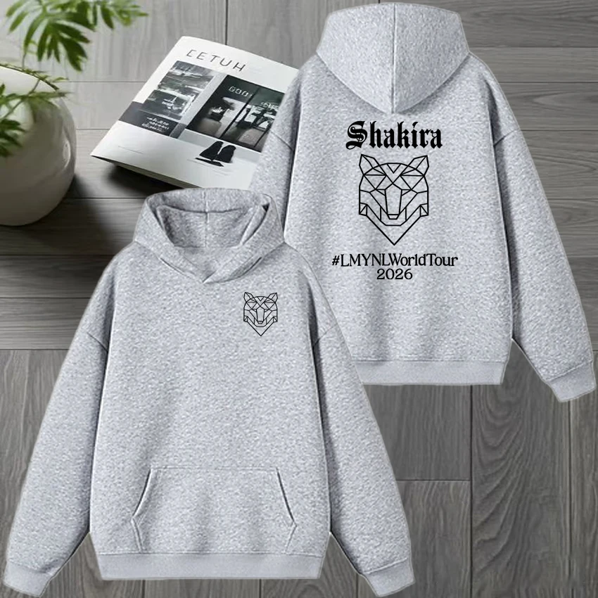 Singer Shakira World Tour 2026 Double Sided Print Hoodie, Unisex Oversized Loose Fleece Pullover Sweatshirt for Men Women
