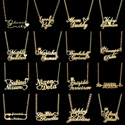 Romantic Custom 2 Names Necklace For Women Men Personalized Stainless Steel Nameplate Pendant Couple Christmas Jewelry Gifts