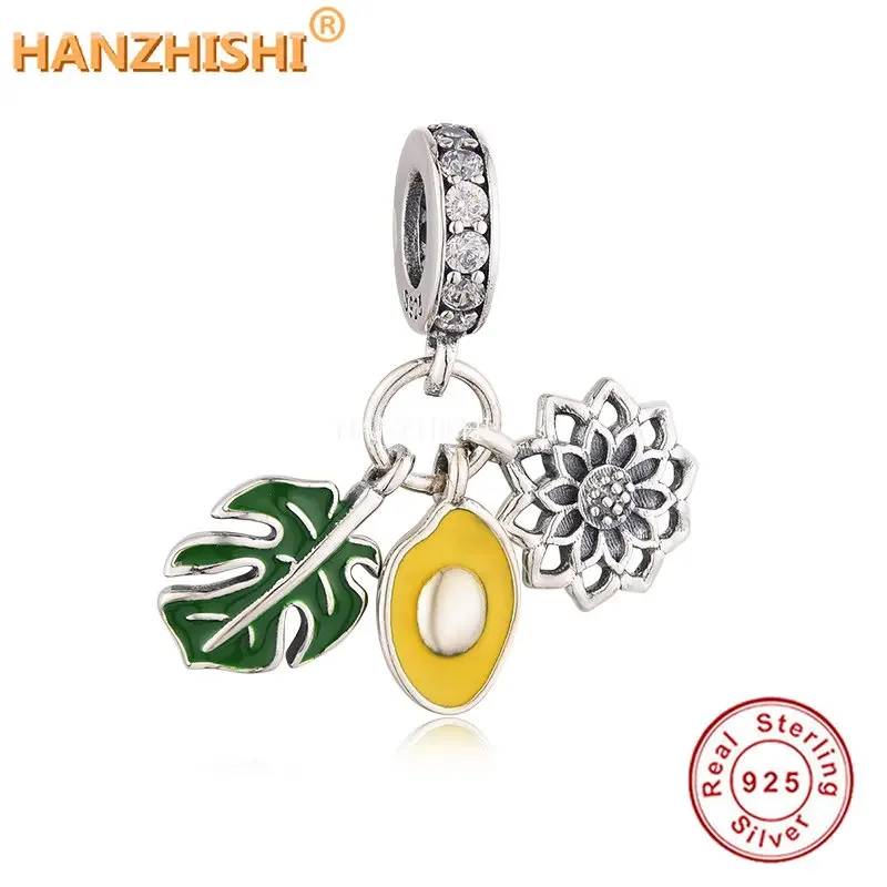 

Authentic New 925 Sterling Silver Vegetables Fruits Flowers Dangle Beads Charms Fit Original Bracelet Necklace Jewelry Berloque